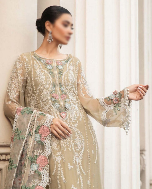 Design 01 Maria B Unstitched Chiffon Collection 2023