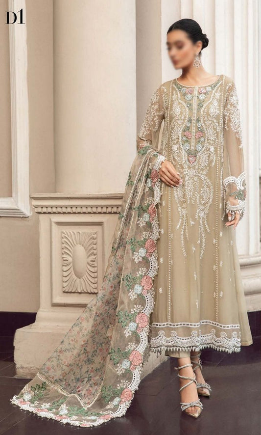Design 01 Maria B Unstitched Chiffon Collection 2023
