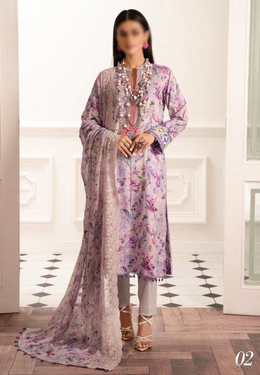 AL ZOHAIB Sunshine Bloom Bamber Chikankari Dupatta Collection - Design 02