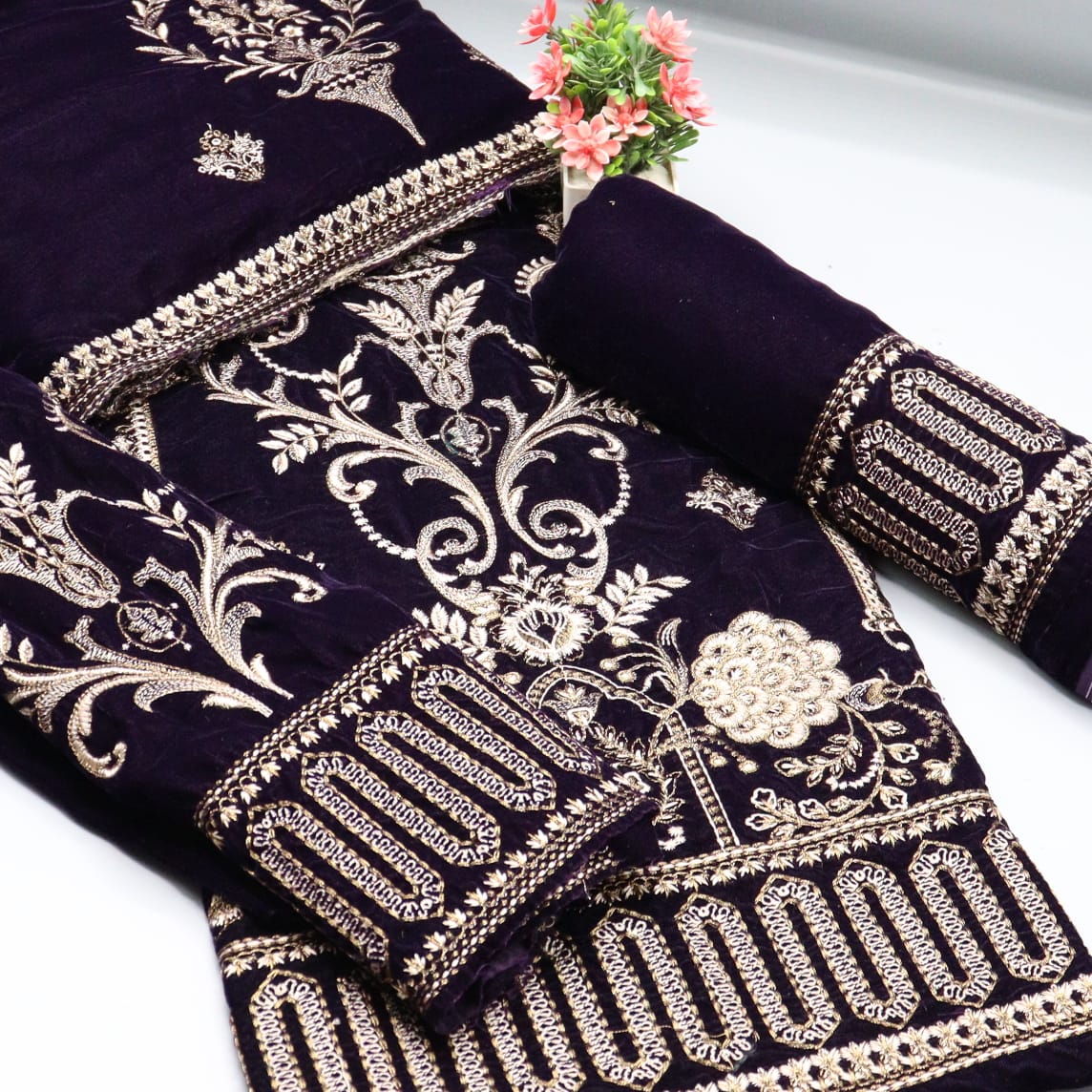 Signature Chapter 02 Unstitched Luxury Embroidered Velvet Series - Design 02