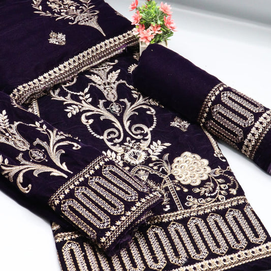 Signature Chapter 02 Unstitched Luxury Embroidered Velvet Series - Design 02