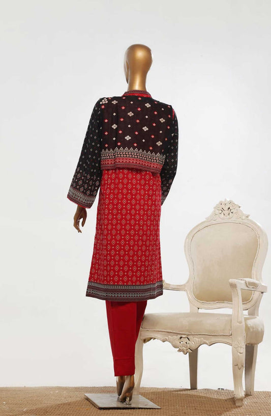 Bin Saeed Embroidered Lawn Stitched 3 Piece Suit - D-02 - BS25ECL - Red - Summer Collection