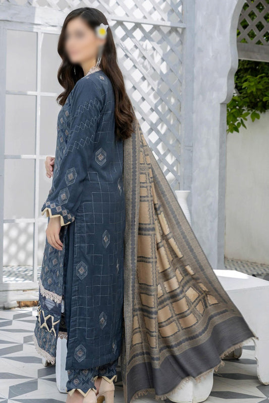 Baghban Leather Peach Embroidered Wool Shawl Collection 2023 - Design 02