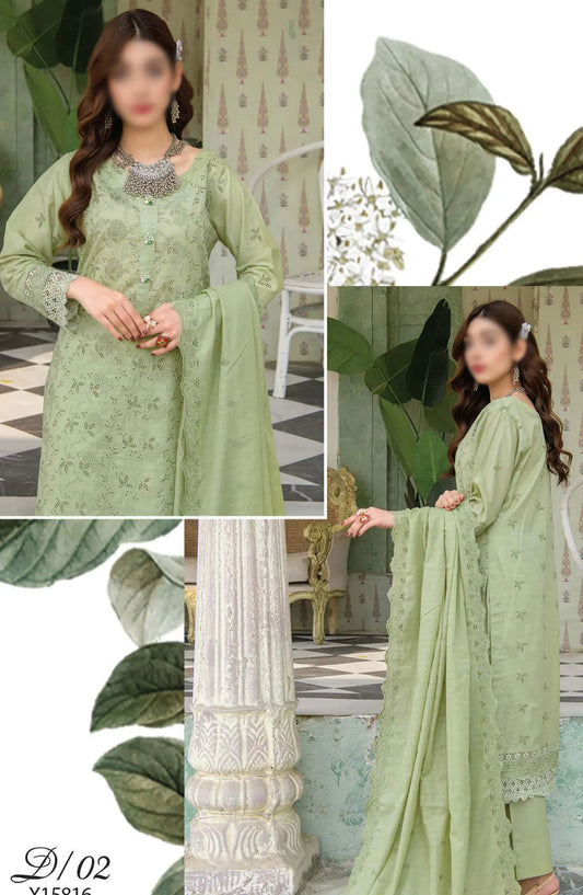Meraki Exclusive Chikankari Embroidered Lawn Collection 2024 - Design 02