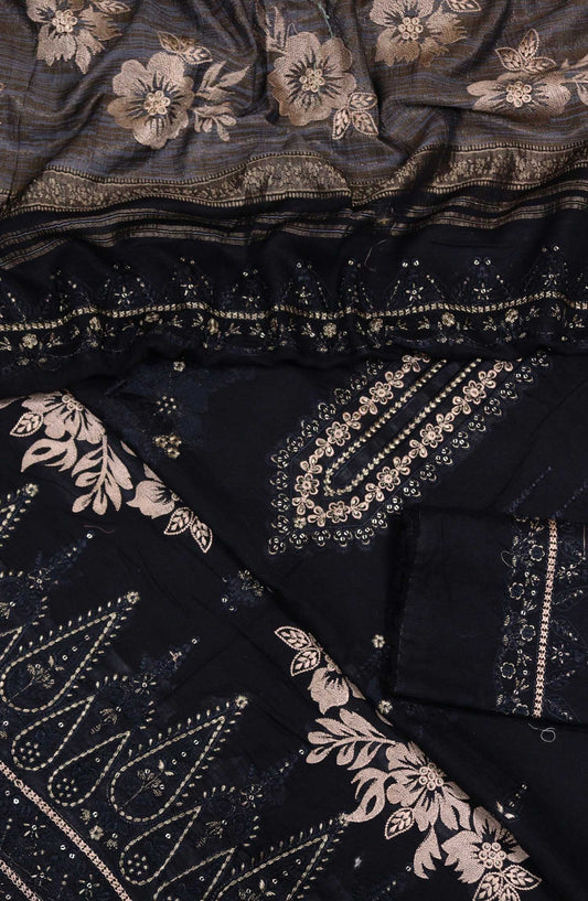 Bana Dora by Amna Khadija Embroidered Lawn Unstitched 3 Piece - D-02 - AM25BDV1 - Black - Summer Collection