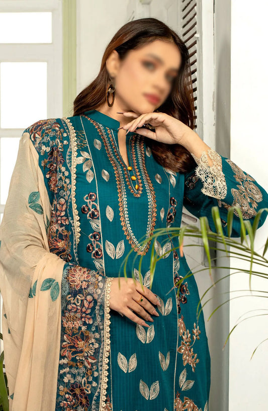 Saffron Premium Embroidered Lawn Collection 2024 - Design 02