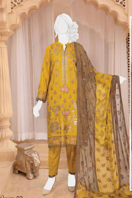Romansiah Premium Karandi Series with Crinckle Dupatta Collection - Design 02