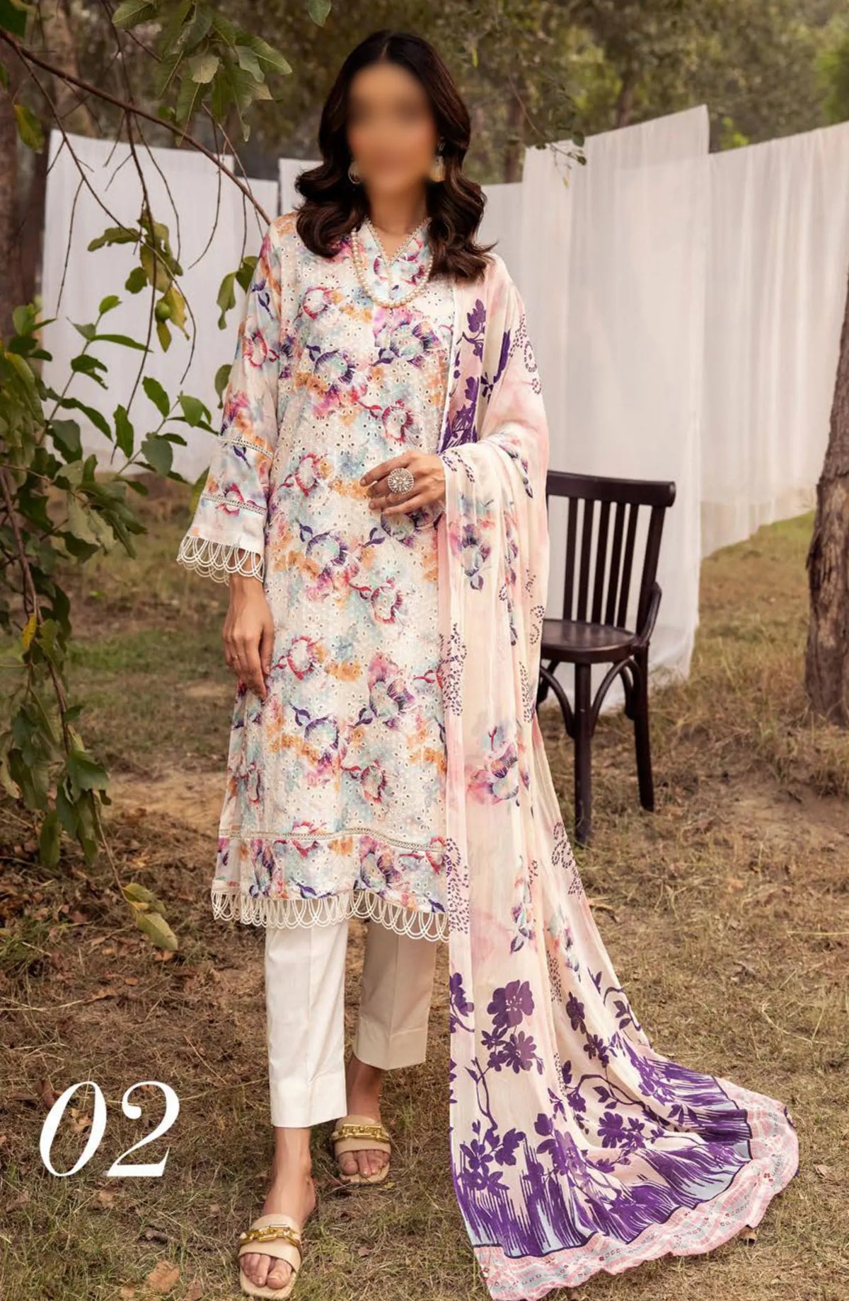 Mahees Printed Chikiankari Lawn Collection Vol 06 2024 - Design 02