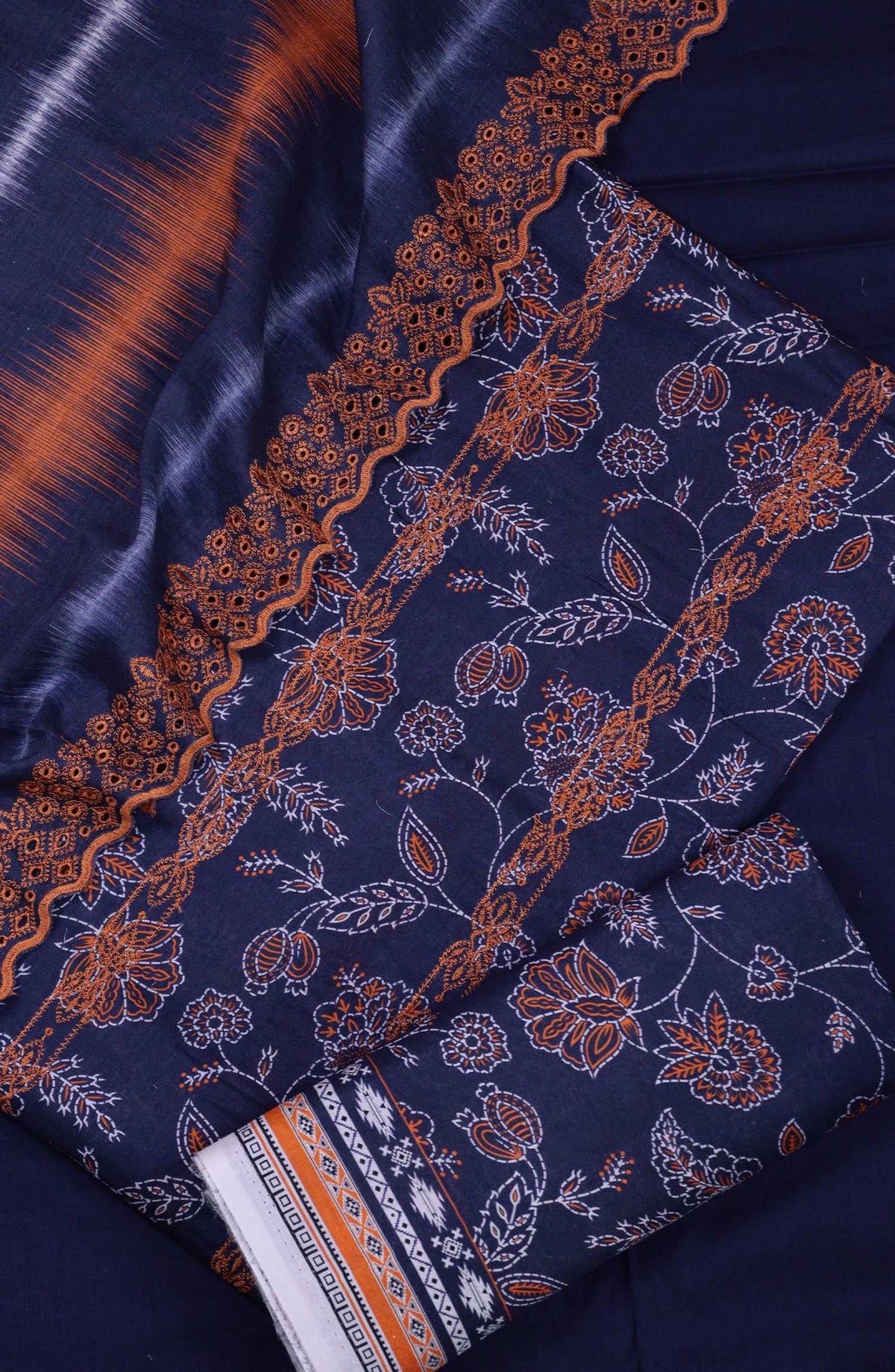 Amna Khadija Embroidered Lawn Unstitched 3 Piece - D-02 - AM25PE3 - Dark Blue - Summer Collection