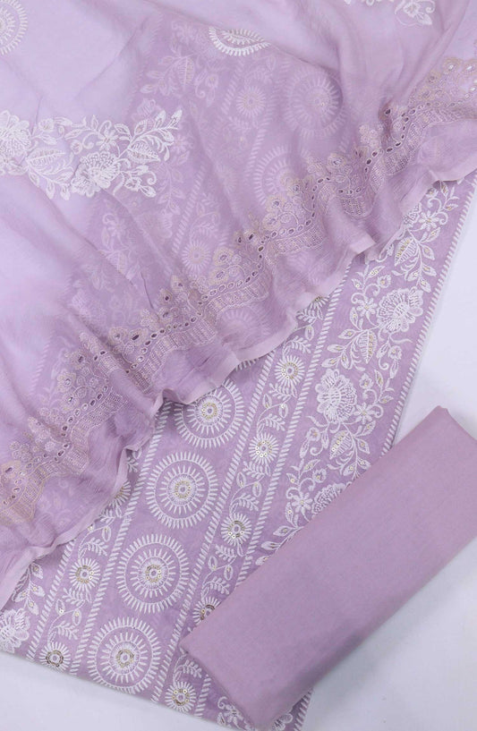 Amna Khadija Embroidered Lawn Unstitched 3 Piece - D-02 - AM25EL1 - Purple - Summer Collection