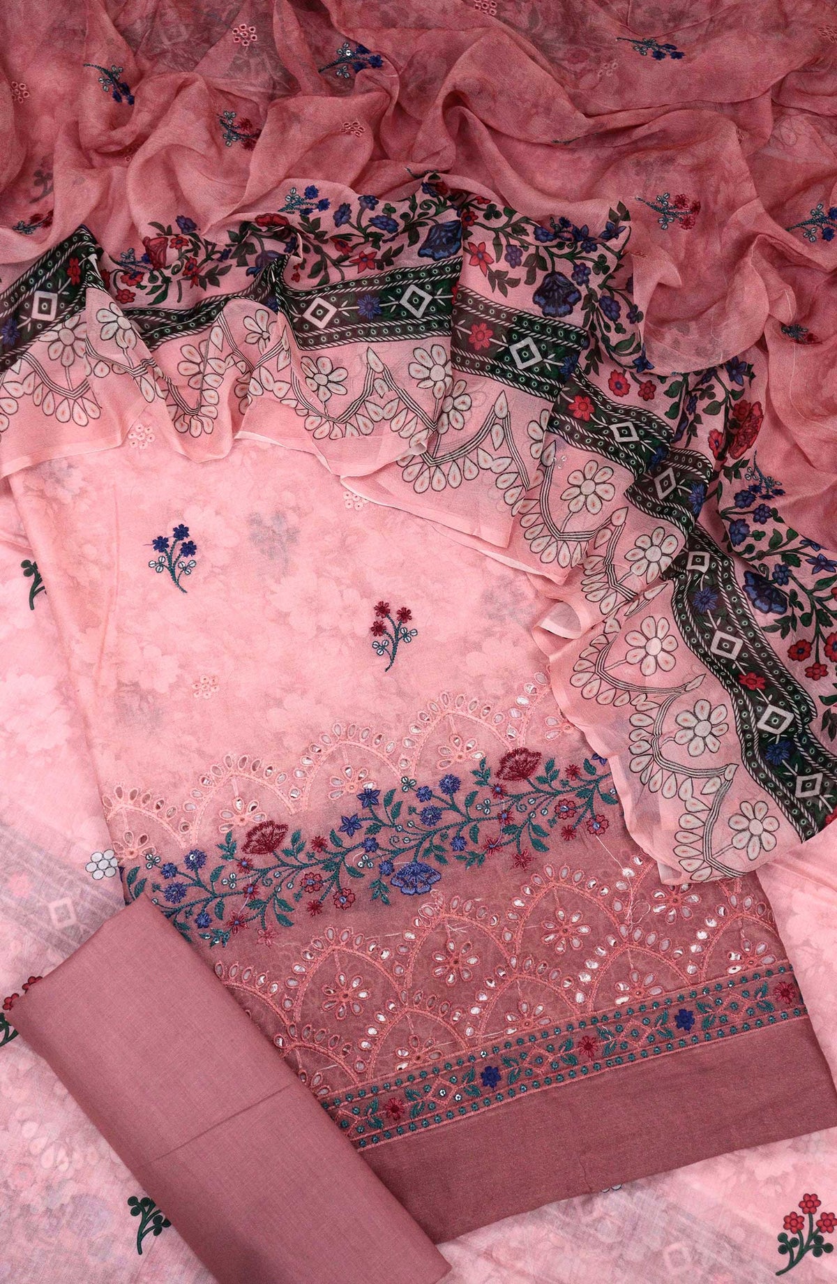 Aabroo by Amna Khadija Chikankari Lawn Unstitched 3 Piece Suit - D-02 - AM25ABL - Pink - Summer Collection