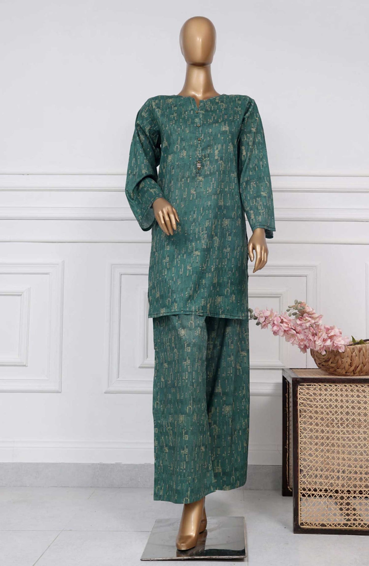 Sadabahar Printed Co ords Lawn Stitched 2 Piece - D-02 - SD25DW - Green - Summer Collection