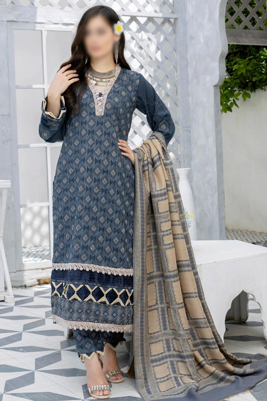 Baghban Leather Peach Embroidered Wool Shawl Collection 2023 - Design 02