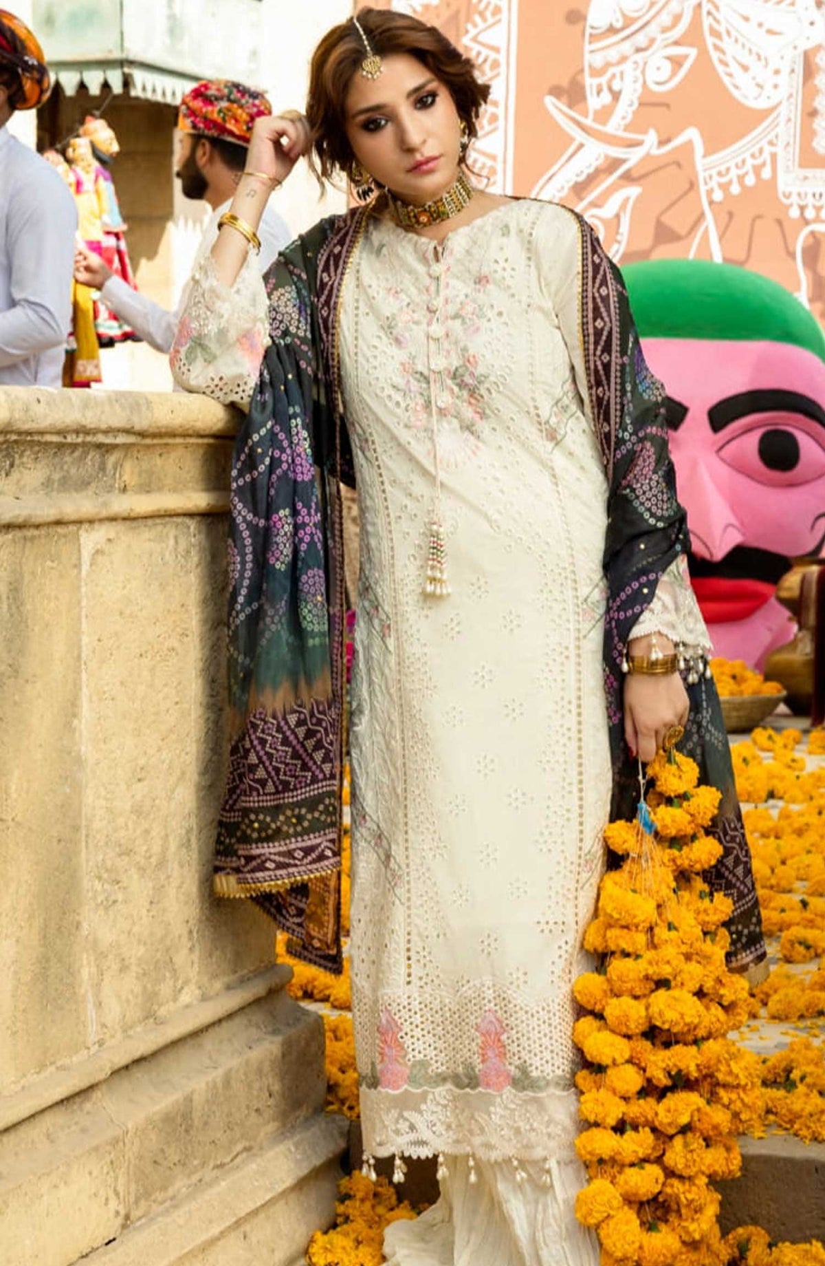 Al Zohaib Textile Embroidered Chikankari Unstitched 3 Piece - D-02 - AZT25B - White - Casual Collection