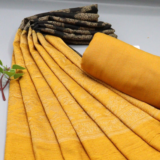 Jacquard Unstitched Leather Peach Collection With Shawl Dupatta - Design 02