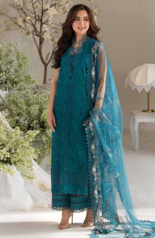 Sobia Nazir Embroidered Unstitched 3 Piece Suit - D-02 A - SBN25LL - Blue - Summer Collection