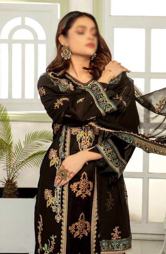 Saffron Premium Embroidered Lawn Collection 2024 - Design 03