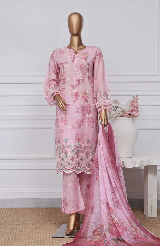 Sadabahar Printed Chikankari Stitched 3 Piece - D-03 - SDB25PC - Light Pink - Summer Collection