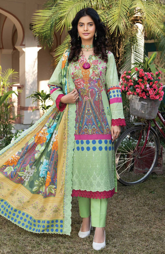 Mashaal by Riaz Arts Embroidered Lawn Unstitched 3 Piece - D-03 - RA25ML2 - Green - Summer Collection
