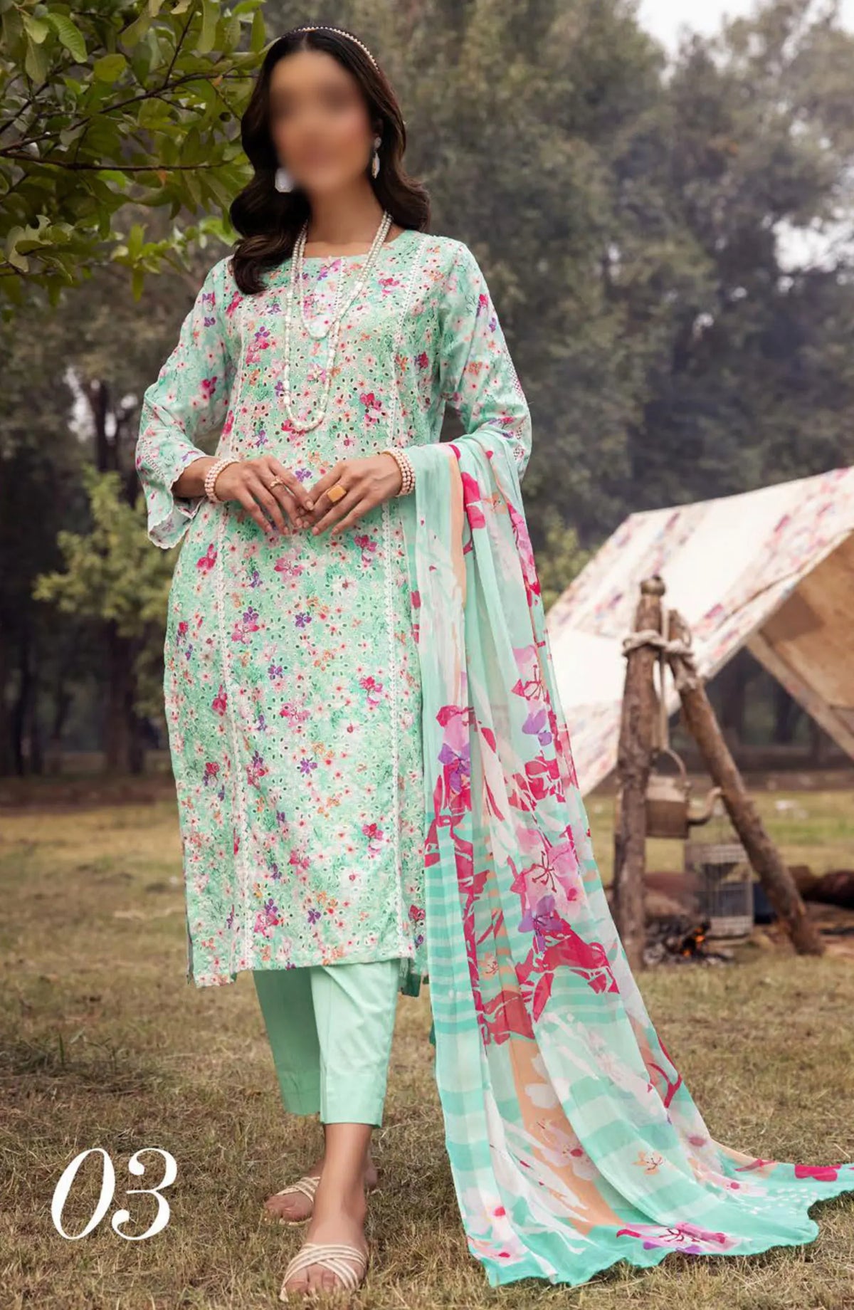 Mahees Printed Chikiankari Lawn Collection Vol 06 2024 - Design 03