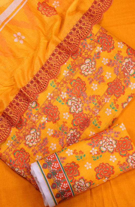 Amna Khadija Embroidered Lawn Unstitched 3 Piece - D-03 - AM25PE3 - Yellow - Summer Collection