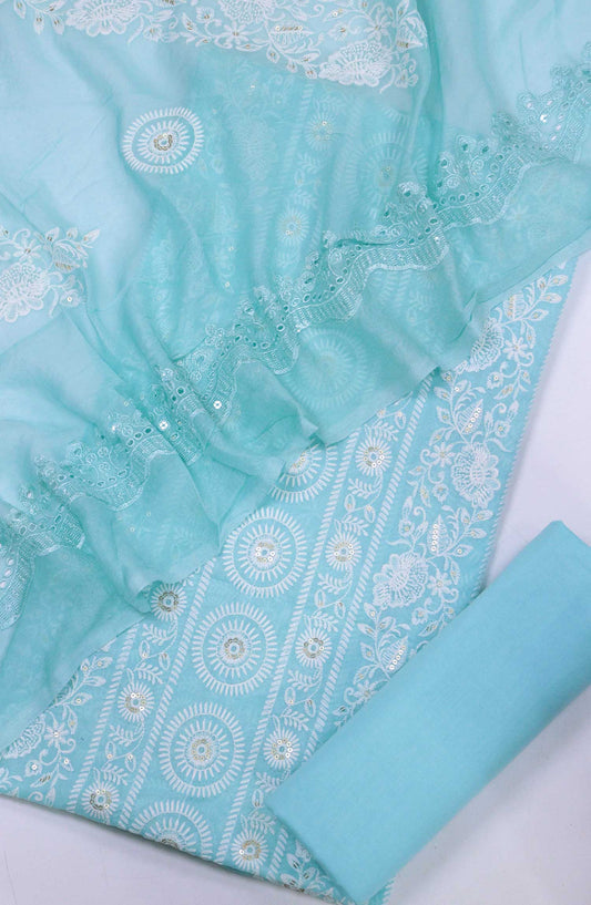 Amna Khadija Embroidered Lawn Unstitched 3 Piece - D-03 - AM25EL1 - Light Blue - Summer Collection