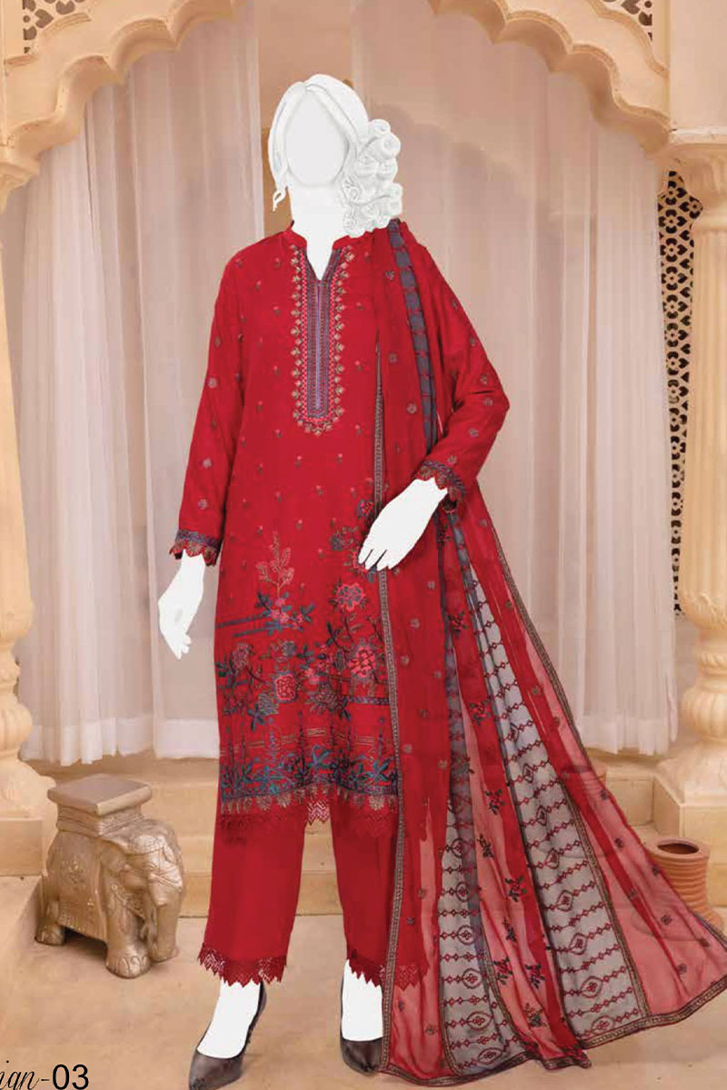 Romansiah Premium Karandi Series with Crinckle Dupatta Collection - Design 03