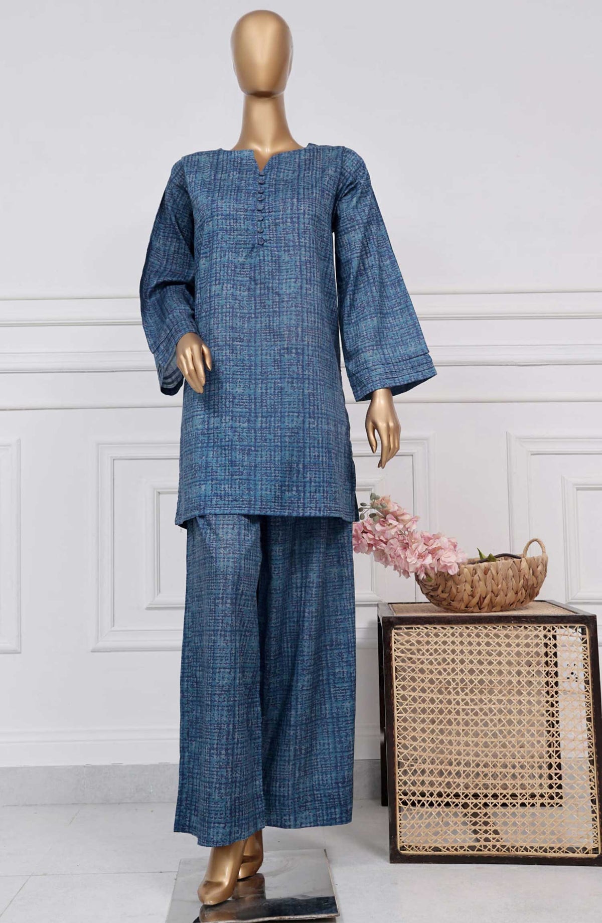 Sadabahar Printed Co ords Lawn Stitched 2 Piece - D-03 - SD25DW - Blue - Summer Collection