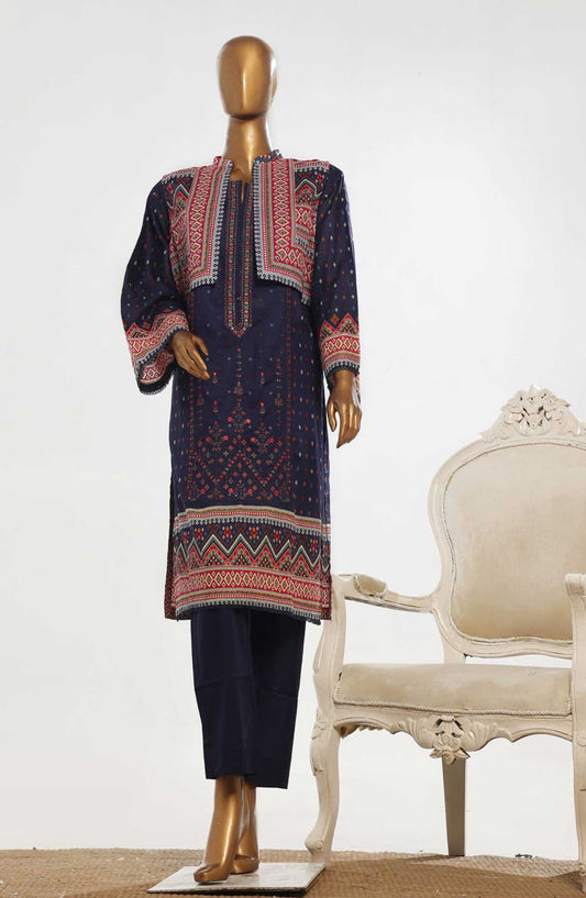 Bin Saeed Embroidered Lawn Stitched 3 Piece Suit - D-03 - BS25ECL - Dark Blue - Summer Collection