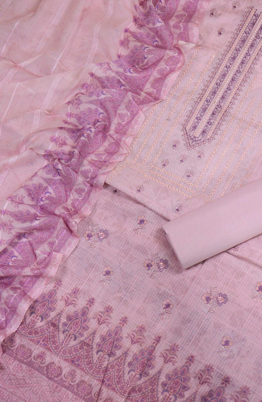Mehak by Amna Khadija Self Embroidered Lawn Unstitched 3 Piece Suit - AM25MHA - Design-03 - Purple - Summer Collection