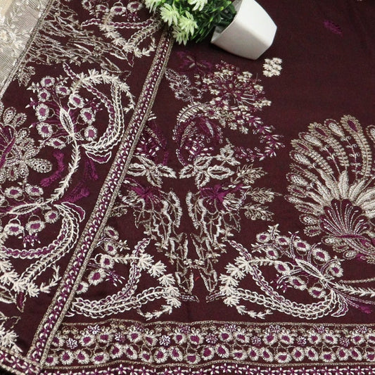 Kashish Unstitched Embroidered Leather Peach Collection - Design 03