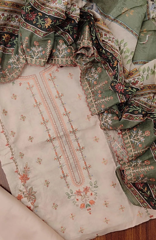 Bin Saeed Unstitch Embroidered Cambric Cotton Collection - Design 03
