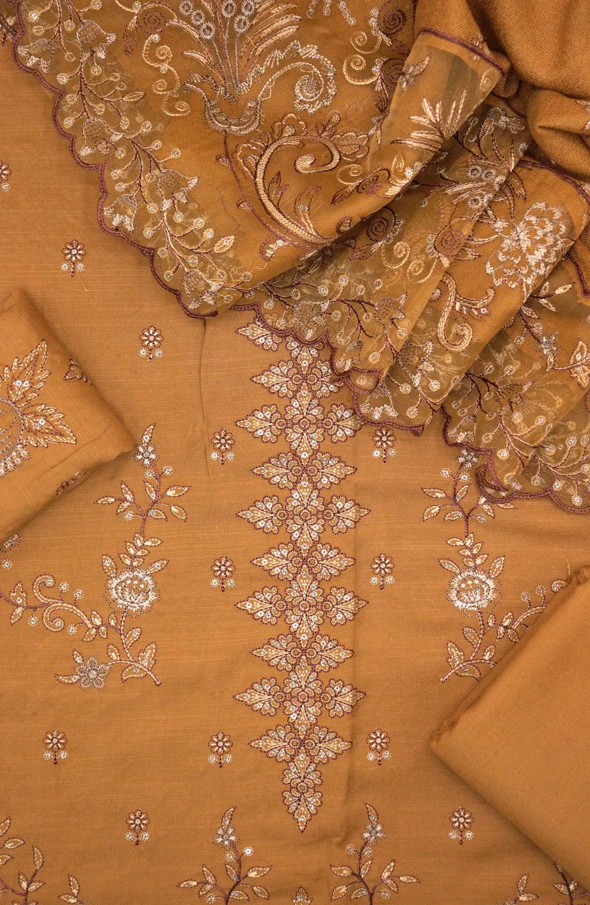 Gul E Lala Emb Winter Slub Shirt with Emb Wool Shawl Collection - Design 03