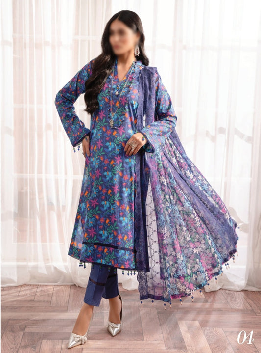 AL ZOHAIB Sunshine Bloom Bamber Chikankari Dupatta Collection - Design 04