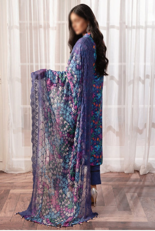 AL ZOHAIB Sunshine Bloom Bamber Chikankari Dupatta Collection - Design 04