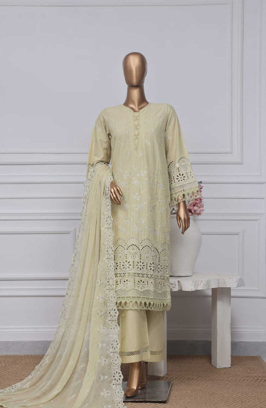 Sadabahar Embroidered Chikankari Stitched 3 Piece - Design 04 - SDB25C - Off White - Summer Collection