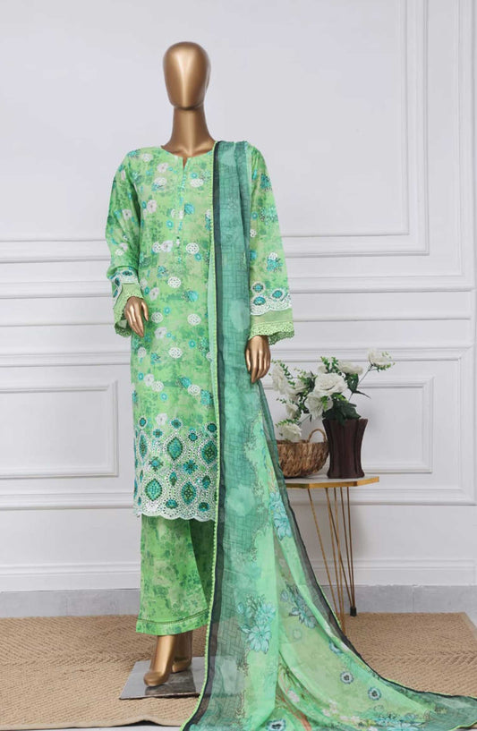 Sadabahar Printed Chikankari Stitched 3 Piece - D-04 - SDB25PC - Sea Green - Summer Collection
