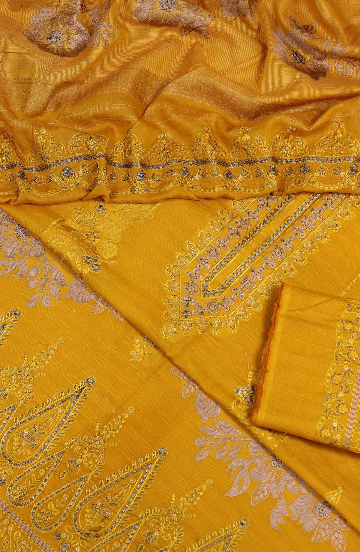 Bana Dora by Amna Khadija Embroidered Lawn Unstitched 3 Piece - D-04 - AM25BDV1 - Yellow - Summer Collection
