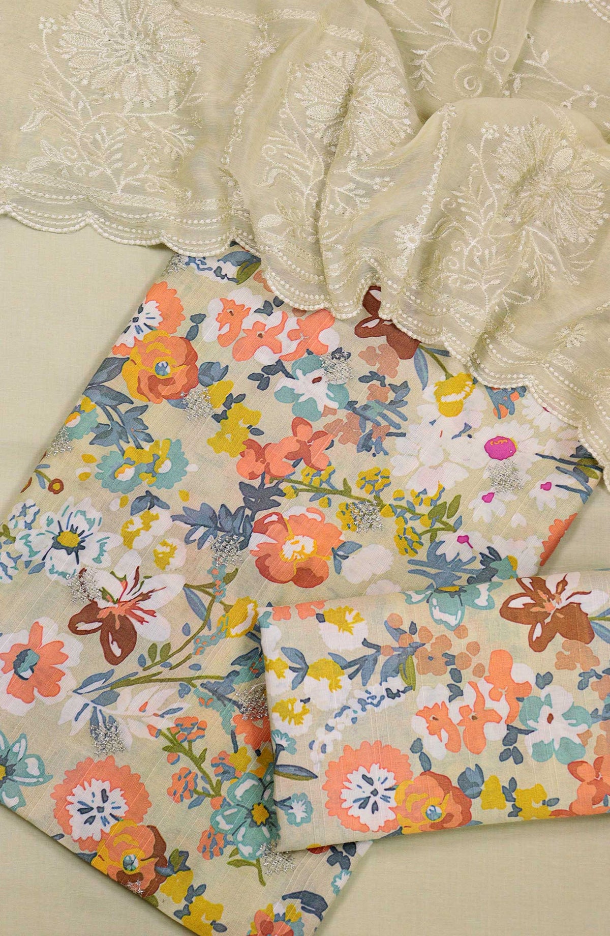 Bana Dora by Amna Khadija Embroidered Lawn Unstitched 3 Piece - D-04 - AM25BDV2 - Yellow - Summer Collection