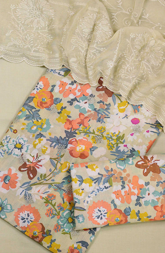 Bana Dora by Amna Khadija Embroidered Lawn Unstitched 3 Piece - D-04 - AM25BDV2 - Yellow - Summer Collection