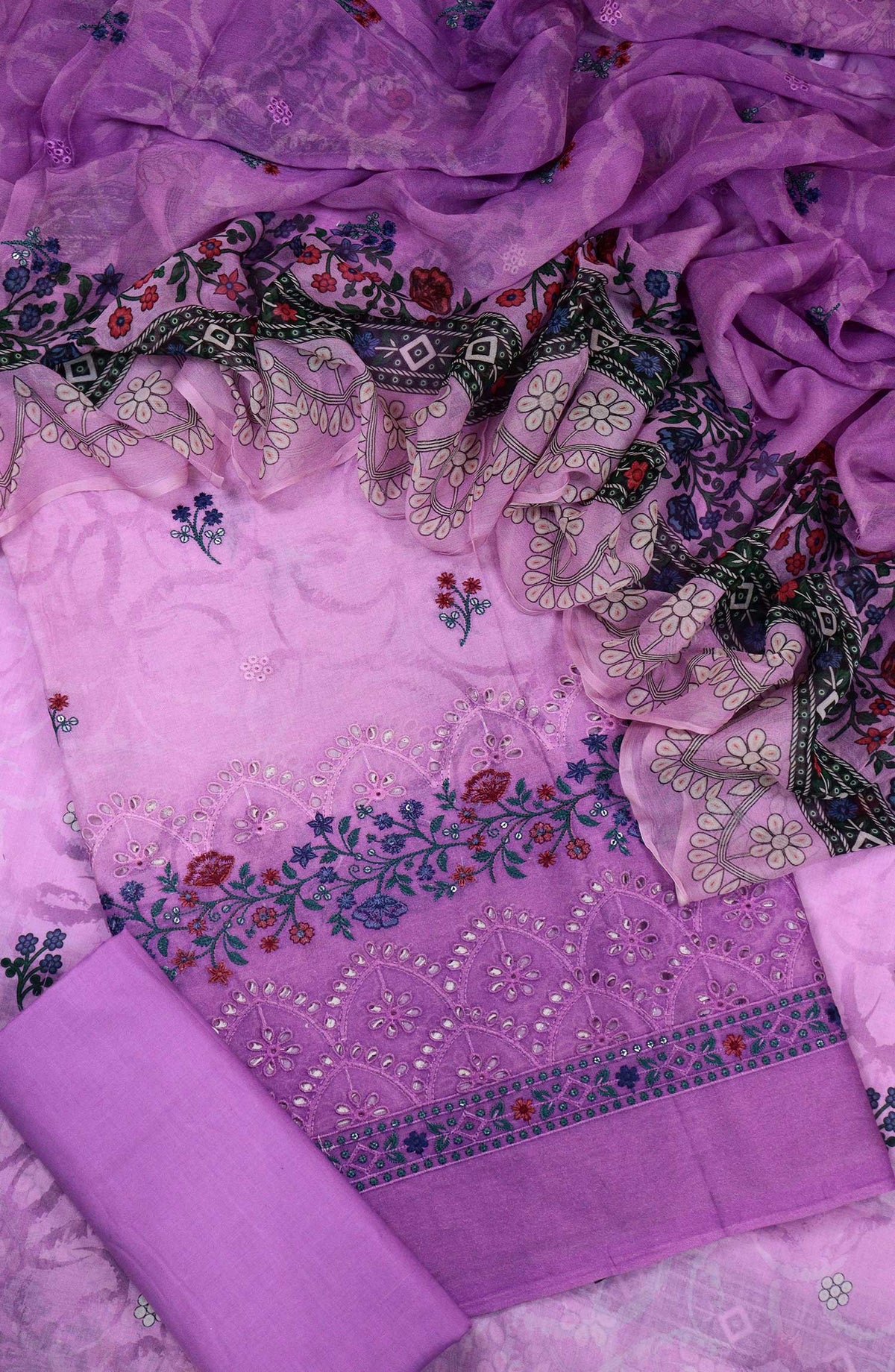 Aabroo by Amna Khadija Chikankari Lawn Unstitched 3 Piece Suit - D-04 - AM25ABL - Purple - Summer Collection