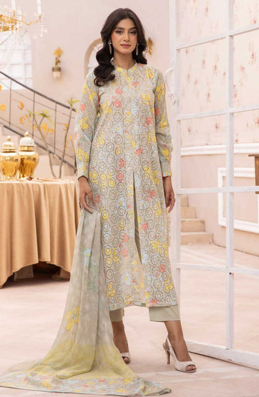Mahees Isha by Riaz Arts Chikankari Lawn Unstitched 3 Piece - D-04 - RA25MI - Grey - Summer Collection