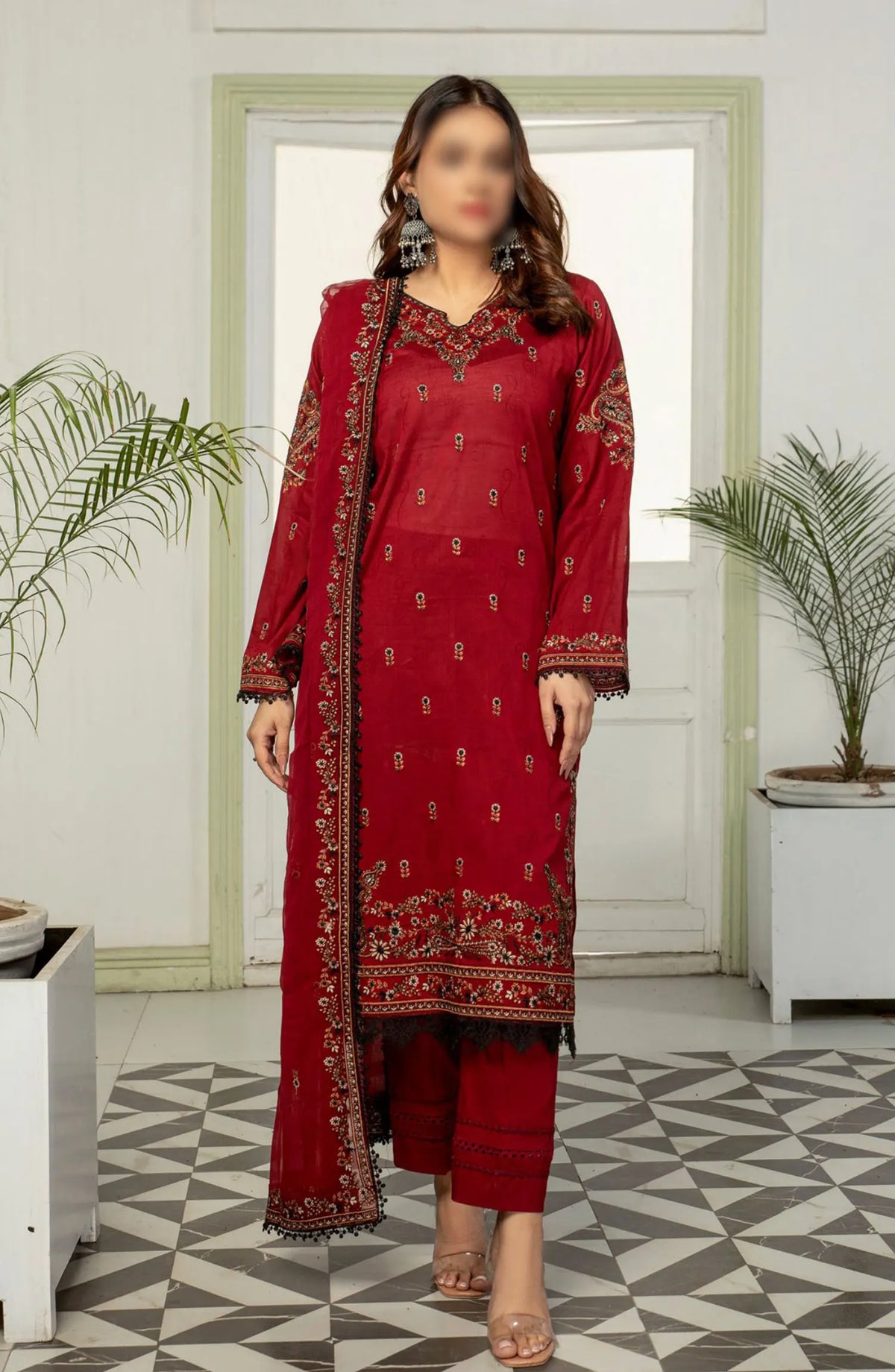 Saffron Premium Embroidered Lawn Collection 2024 - Design 04