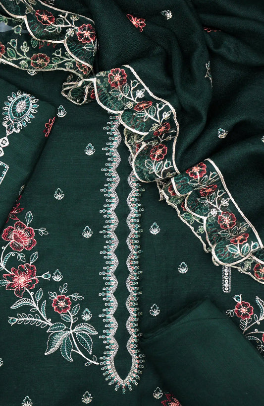 Gul E Lala Emb Winter Slub Shirt with Emb Wool Shawl Collection - Design 04