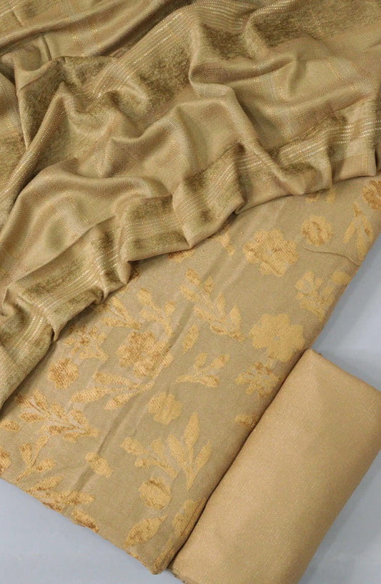 Winter Wimsy Leather Peach Collection With Velvet Broshia Shawl - Design 04