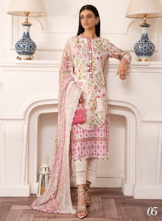 AL ZOHAIB Sunshine Bloom Bamber Chikankari Dupatta Collection - Design 05