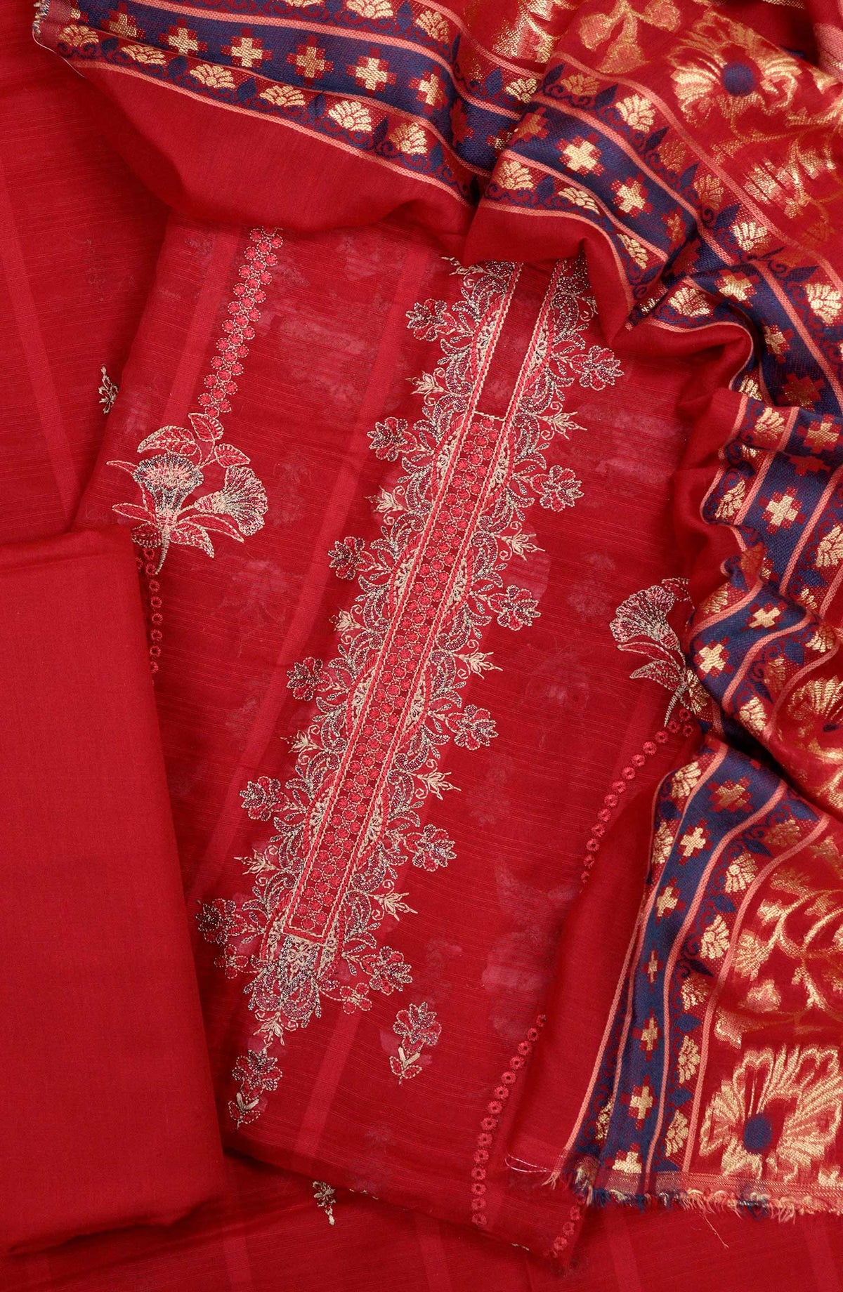 Bana Dora by Amna Khadija Embroidered Lawn Unstitched 3 Piece - D-05 - AM25BDV3 - Maroon - Summer Collection