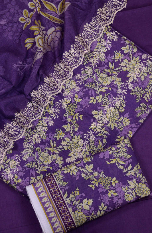 Amna Khadija Embroidered Lawn Unstitched 3 Piece - D-05 - AM25PE3 - Purple - Summer Collection