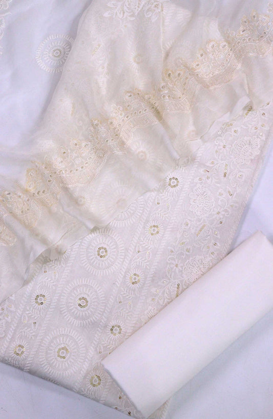 Amna Khadija Embroidered Lawn Unstitched 3 Piece - D-05 - AM25EL1 - White - Summer Collection