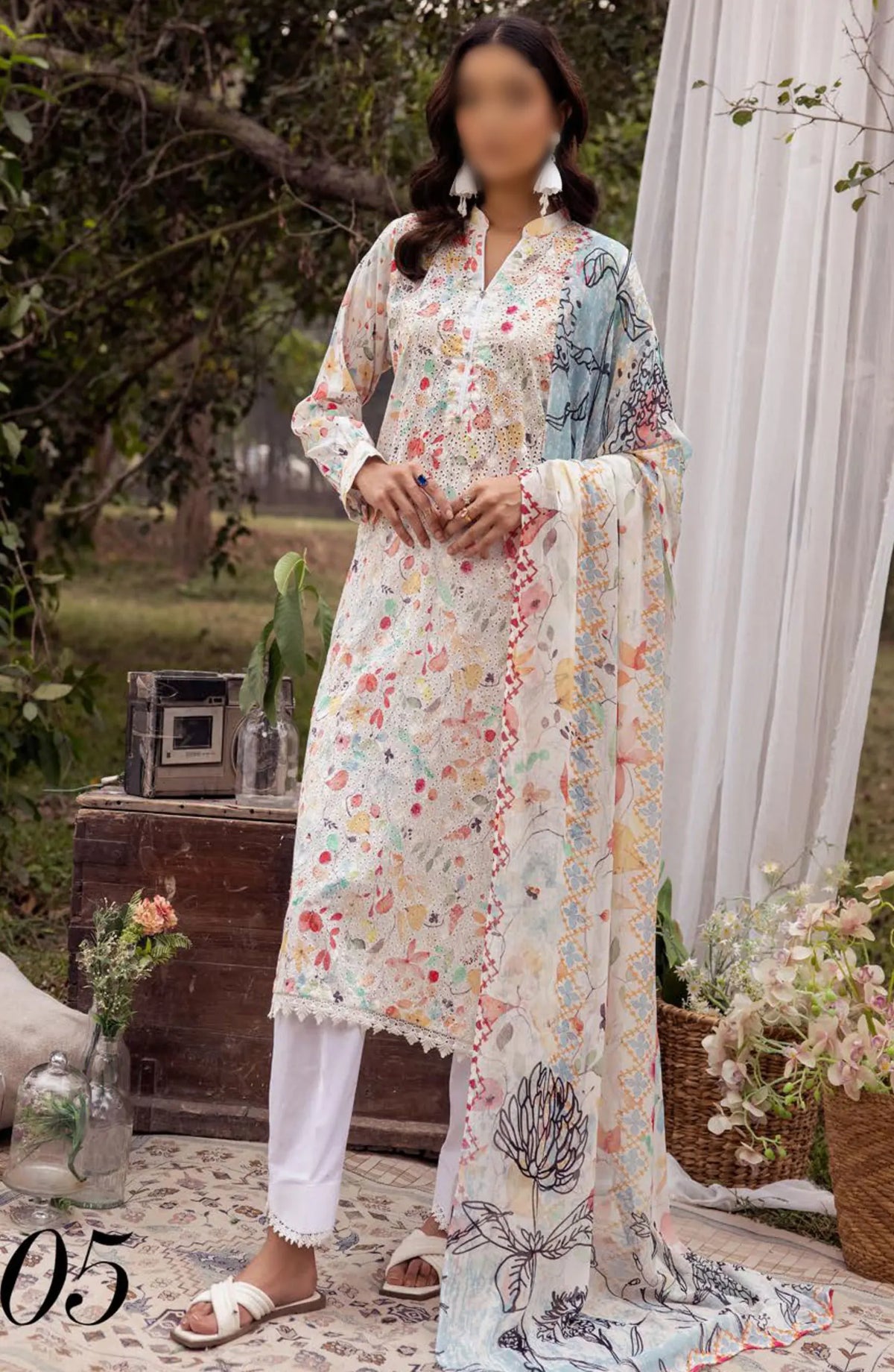 Mahees Printed Chikiankari Lawn Collection Vol 06 2024 - Design 05